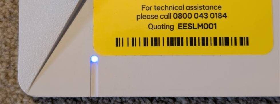 Rear of Starlink Mini with solid blue light