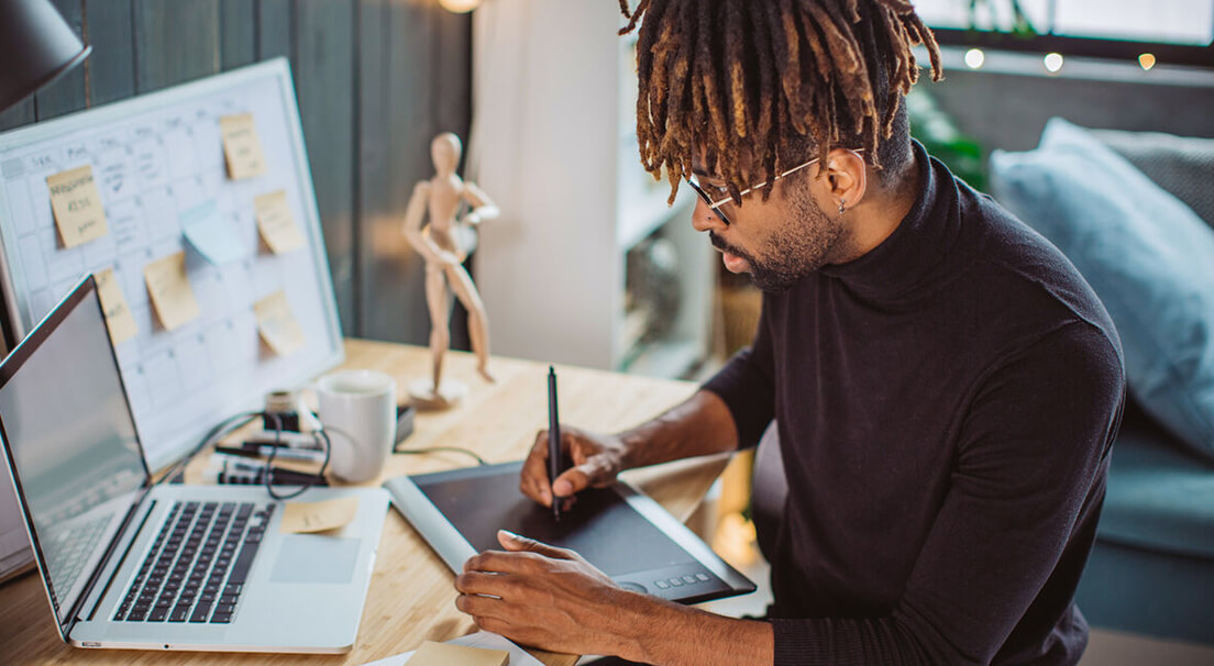 Man creating digital art