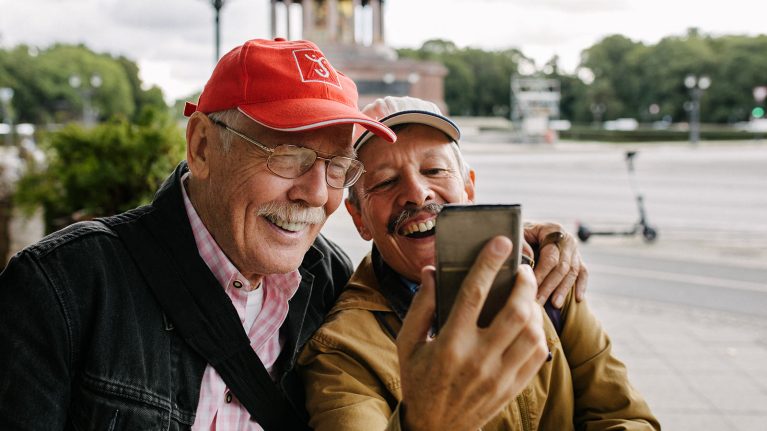 Man looking at mobile phone