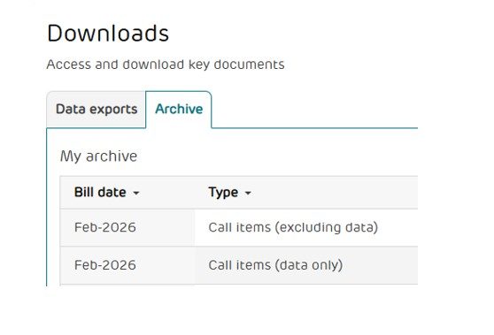 Downloads menu with Archive tab selected