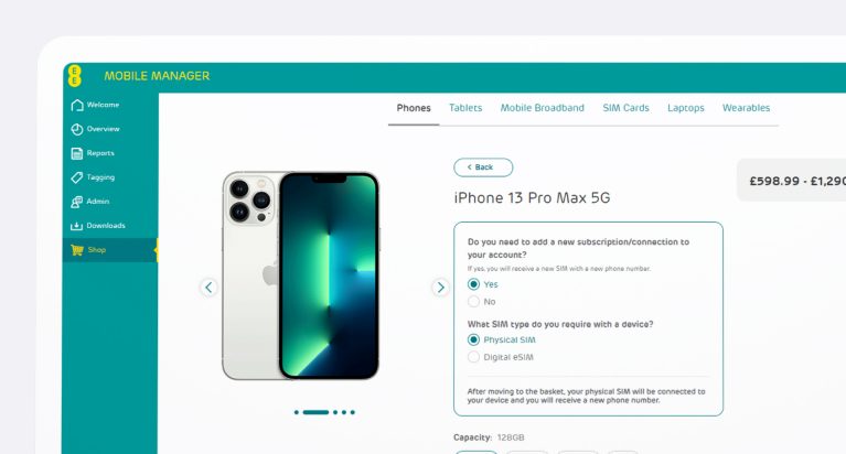 Product page in Mobile Manager