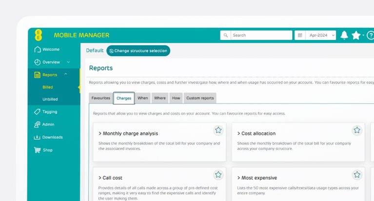 Reports page in Mobile Manager