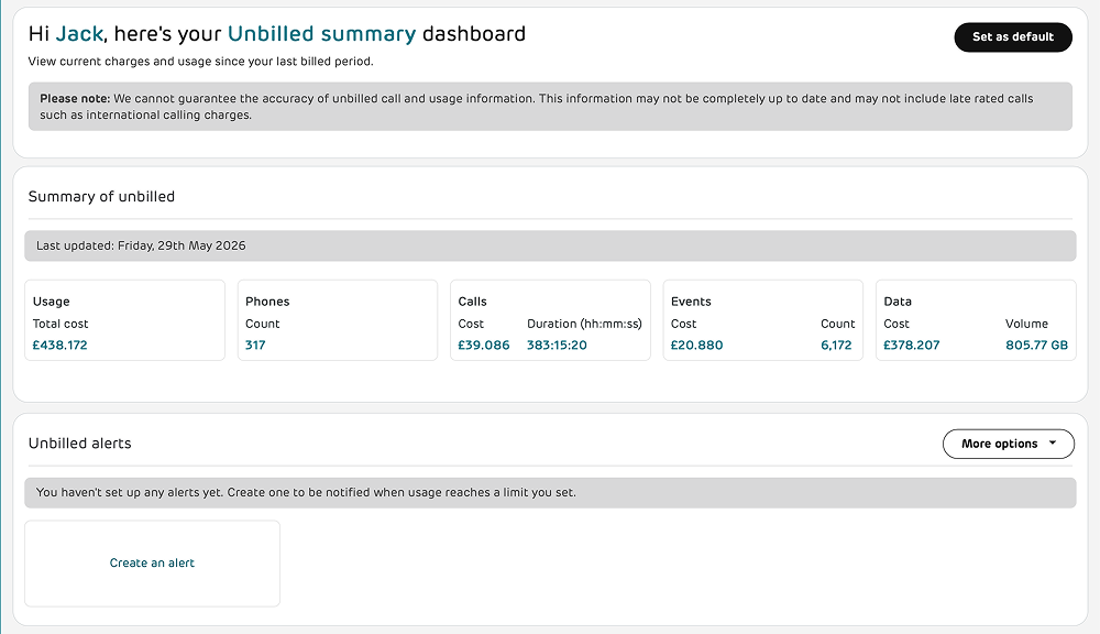 Unbilled summary dashboard