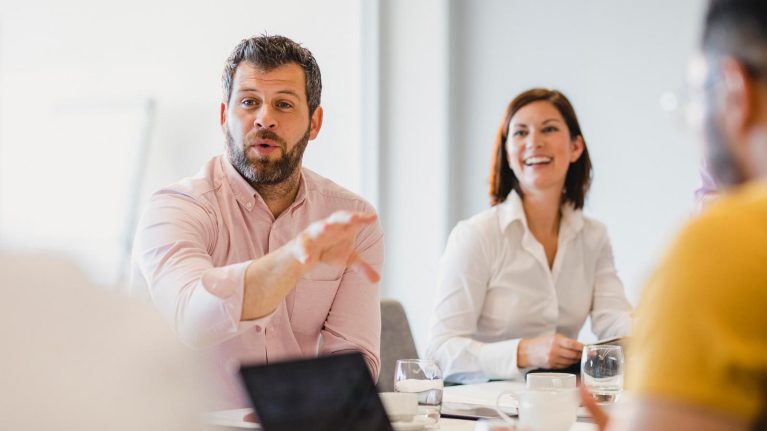 People in a business meeting in an office