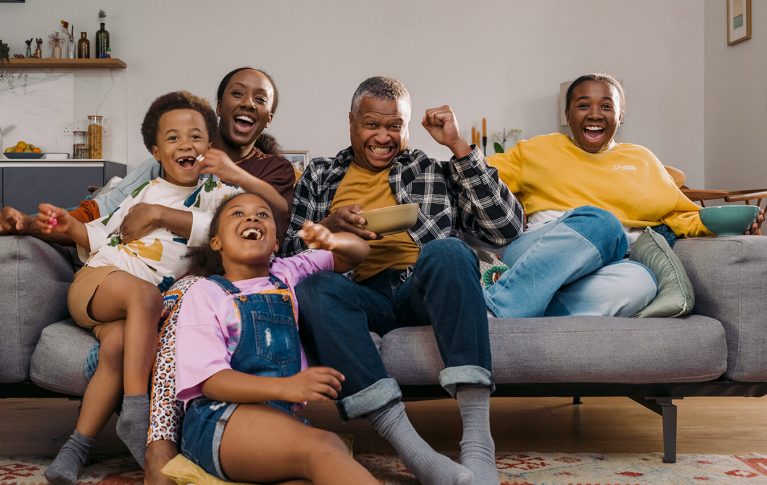 Family watching TV