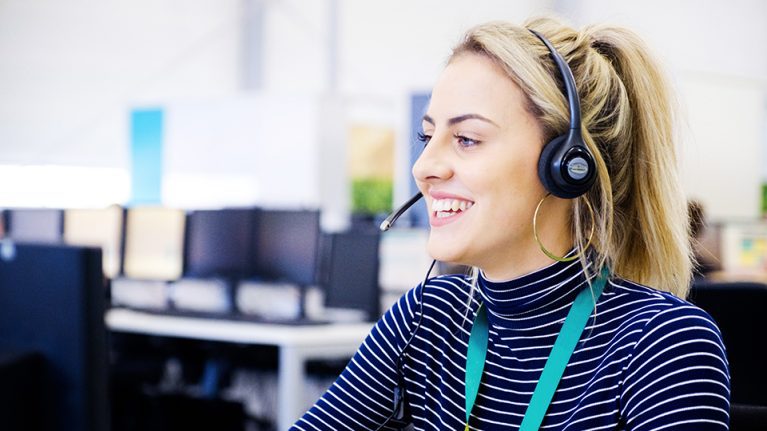 Woman in call centre