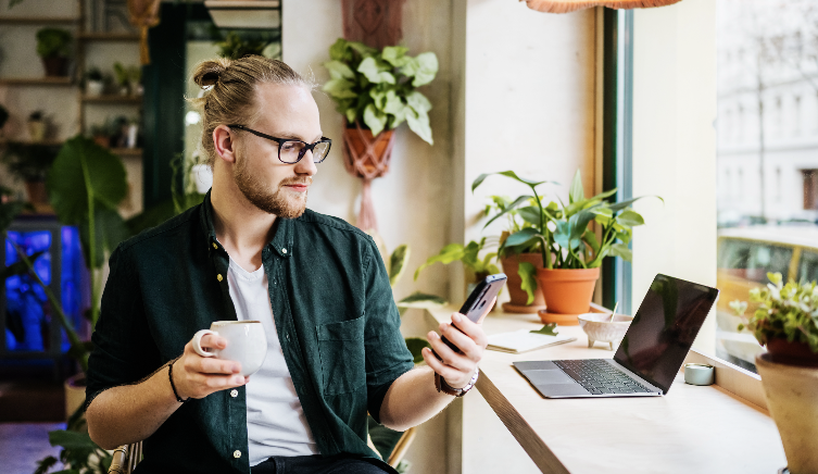 Man using mobile phone