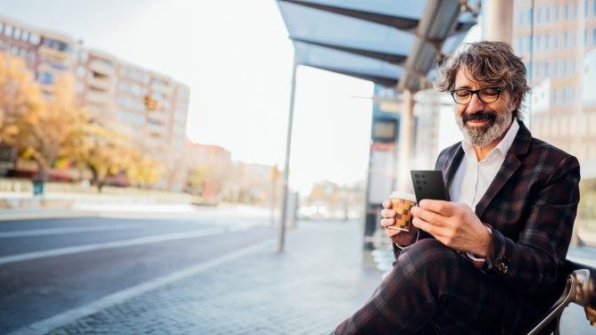 Man using Samsung phone